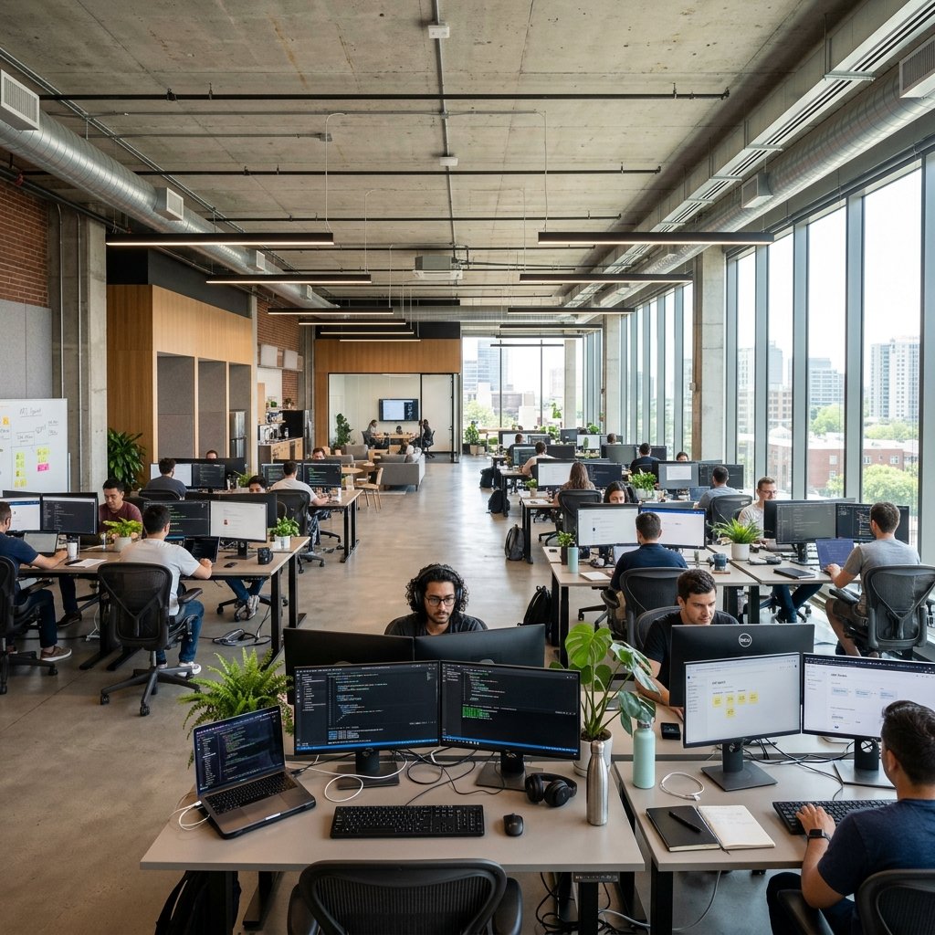 Development Team Working in Modern Office